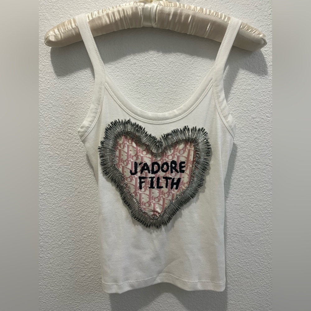 Dior “J’adore Filth” Handmade Punk Safety-Pin Tank XS